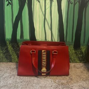 Pure leather RED tote bag